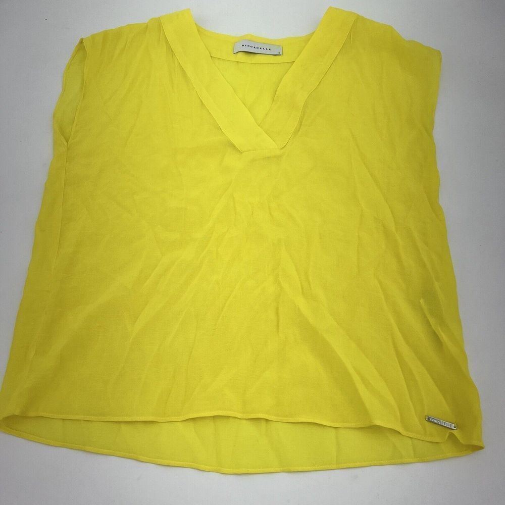 Rino Pelle Yellow Sleeveless Blouse Size 36 US4 Semi Sheer